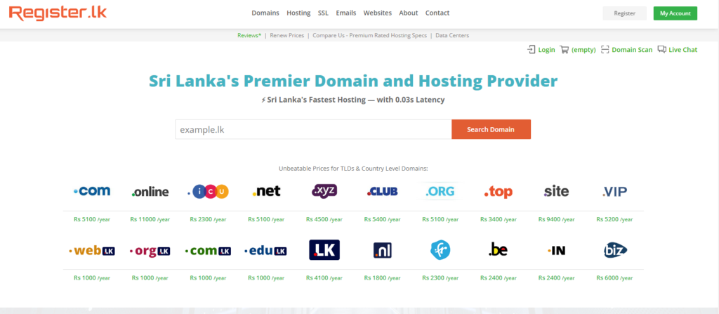 Register.lk website